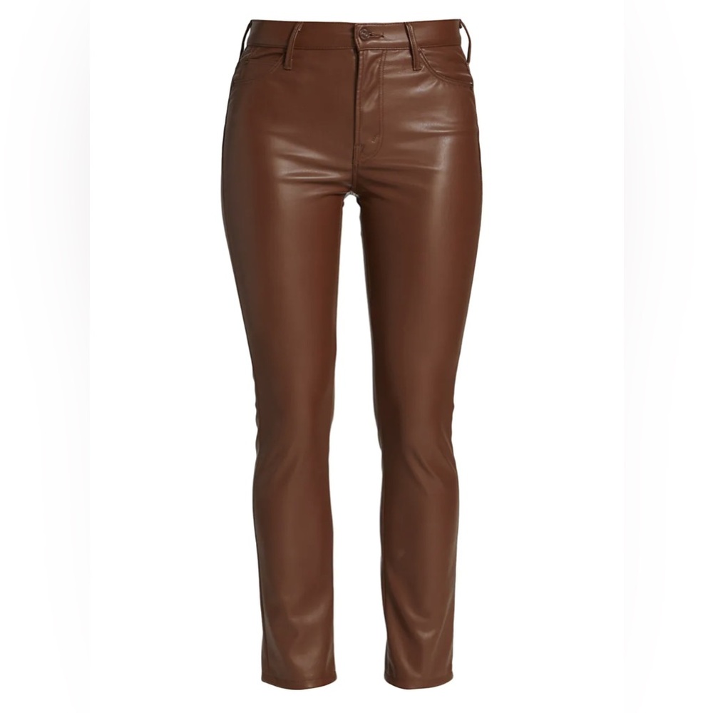 Mother The Dazzler Midrise Slim Cropped Faux Leather Ankle Jeans, EUC, sz 30